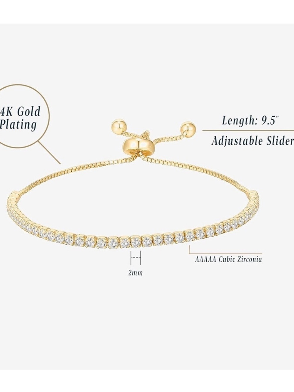 Celeste Luxe Crystal Tennis Slider Bracelet - Picture 4 of 6
